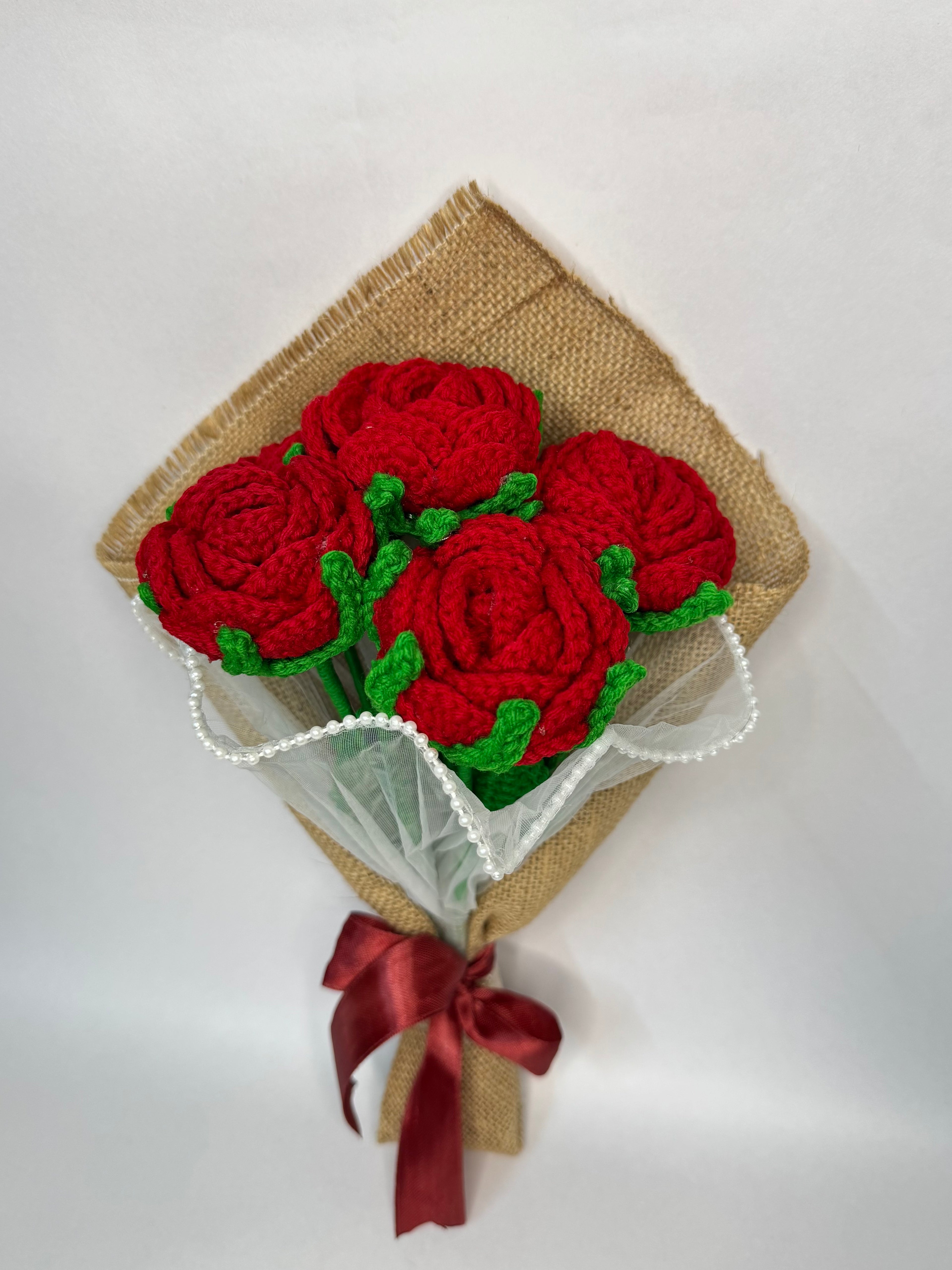 Handmade Crochet Red Rose Bouquet – Everlasting Floral Gift