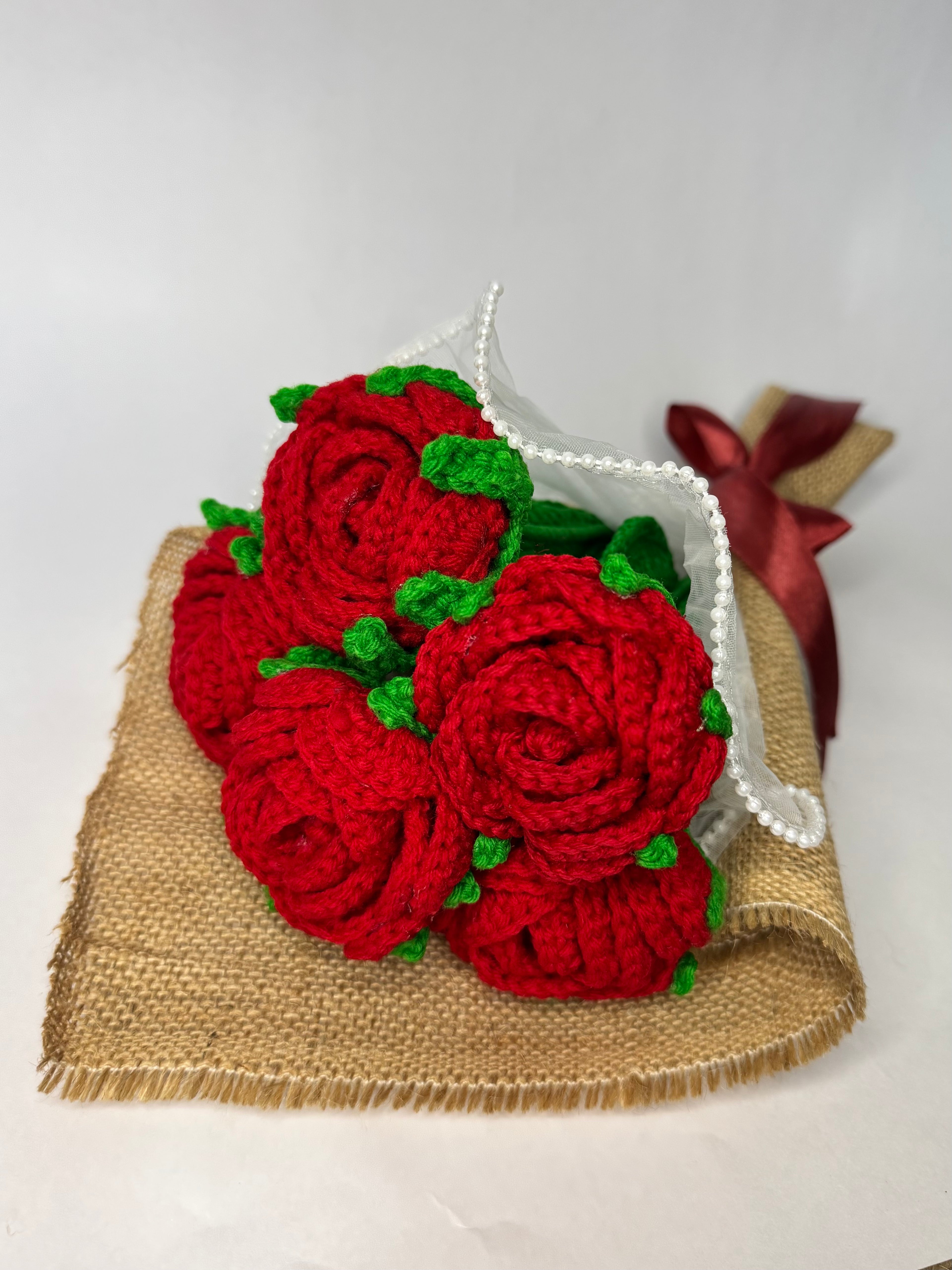 Handmade Crochet Red Rose Bouquet – Everlasting Floral Gift