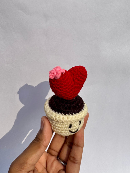 Handmade Crochet Love Pot – Heart & Flower Décor
