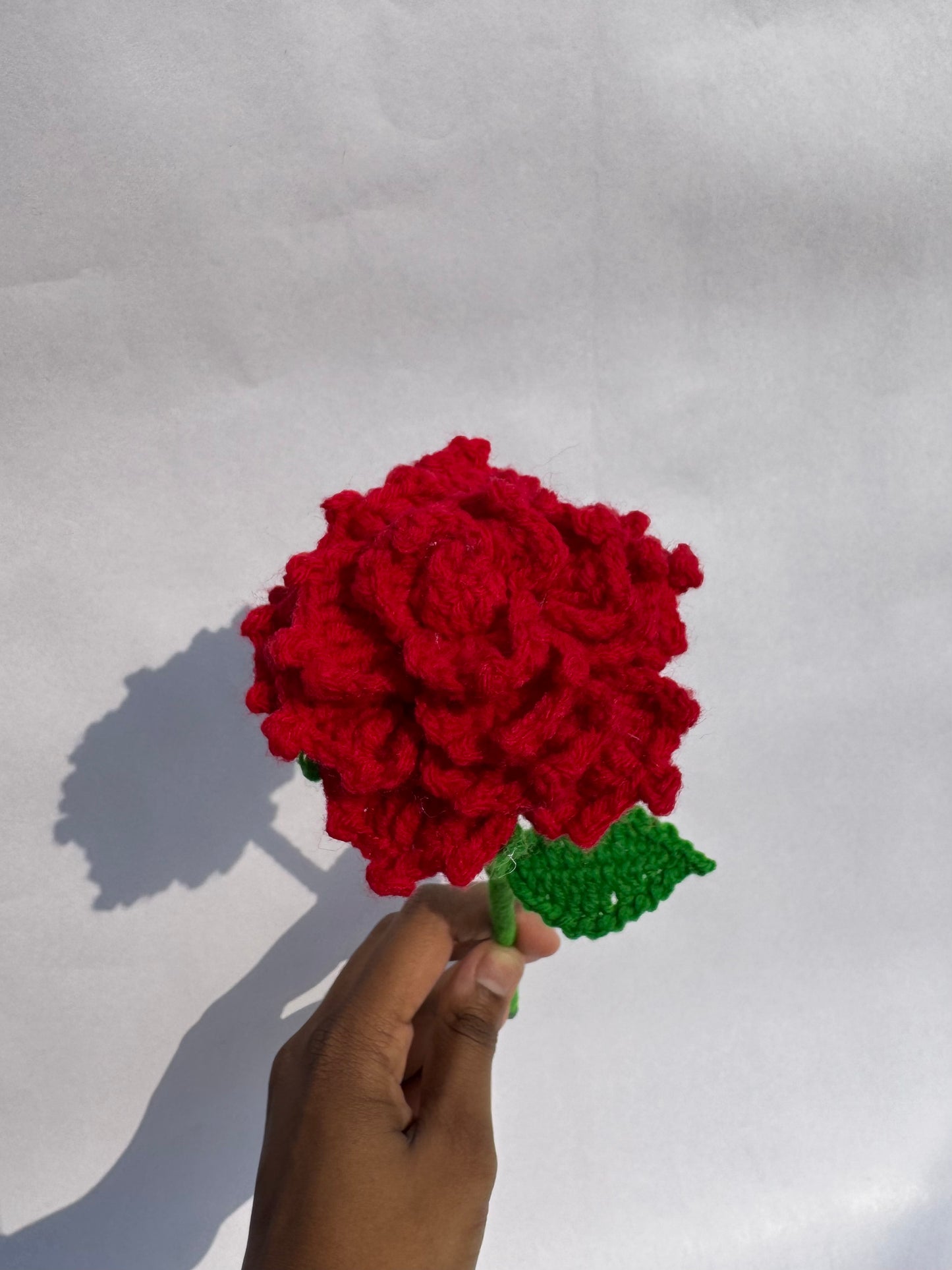 Handmade Crochet Red Rose – Everlasting Single Flower