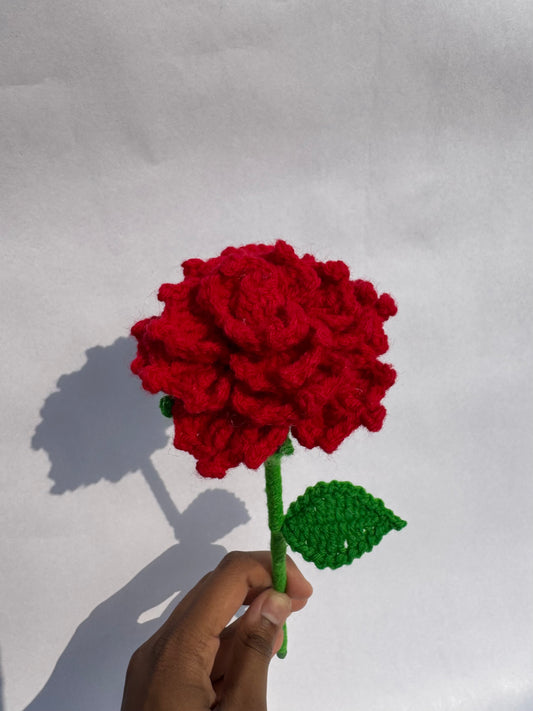 Handmade Crochet Red Rose – Everlasting Single Flower