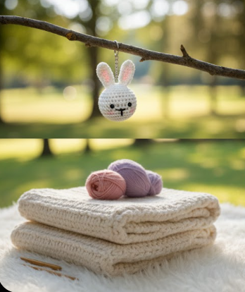 Crochet Bunny Keychain – Cute Amigurumi Bag Charm & Key Holder