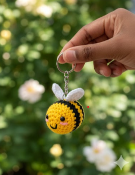 Handmade Crochet Bee Keychain – Cute & Cozy Bag Charm