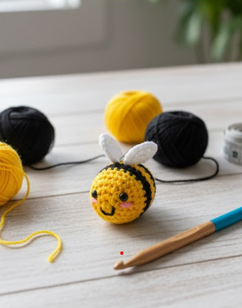Handmade Crochet Bee Keychain – Cute & Cozy Bag Charm